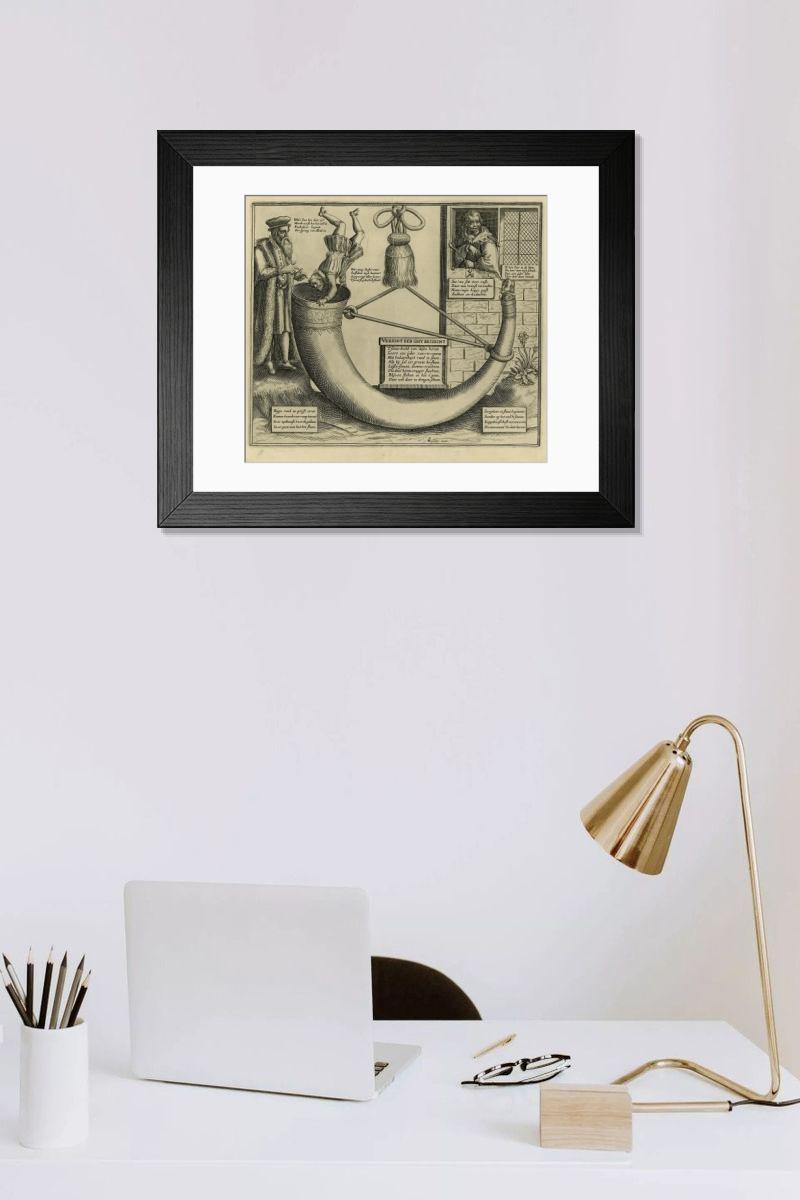Shown hanging in a room: Modern 14"x12" (36x31cm)
