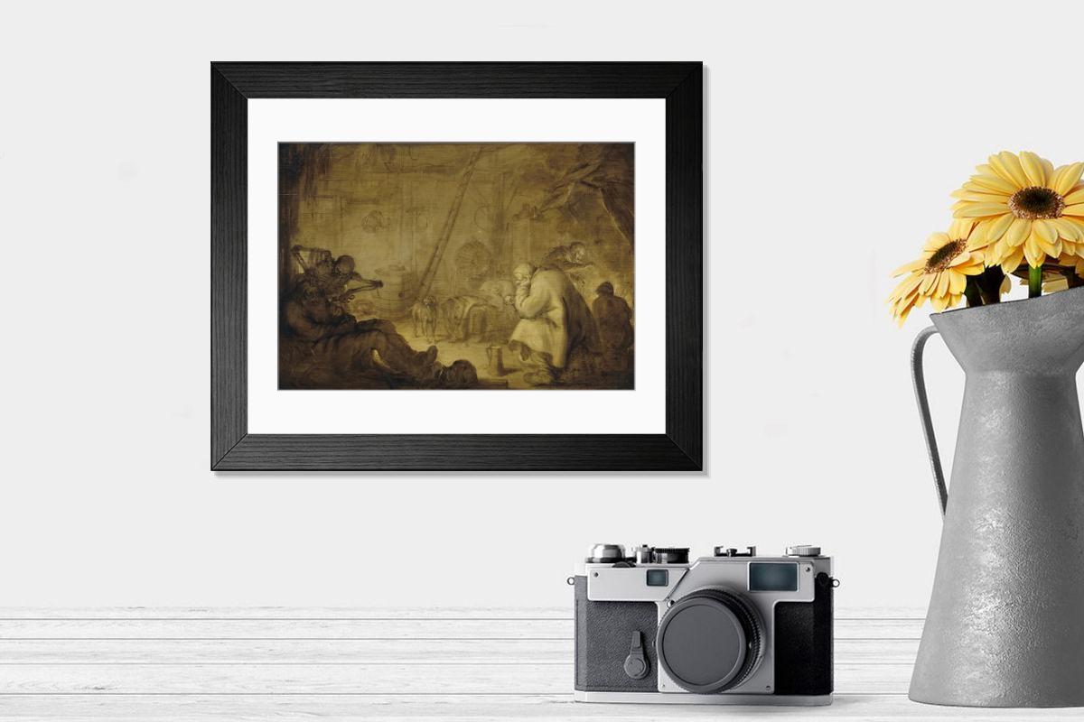 Shown hanging in a room: Modern 14"x12" (36x31cm)