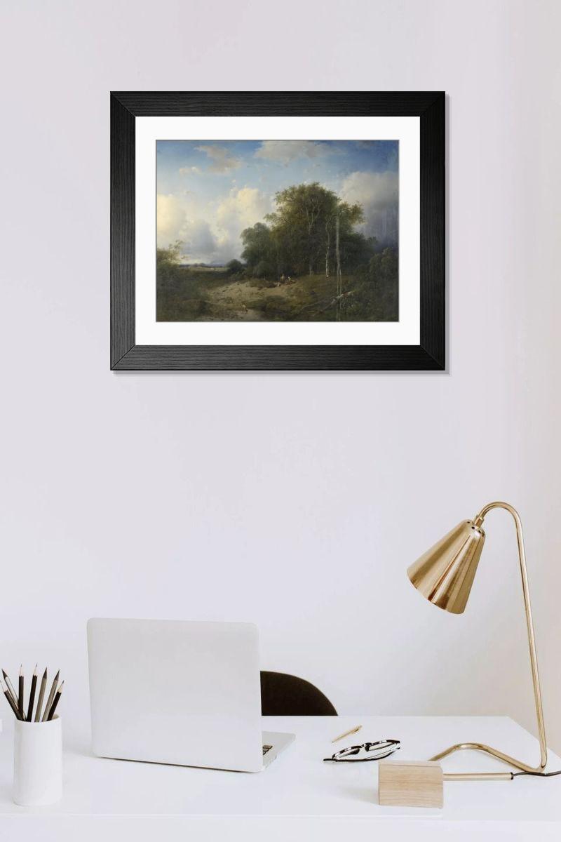 Shown hanging in a room: Modern 14"x12" (36x31cm)