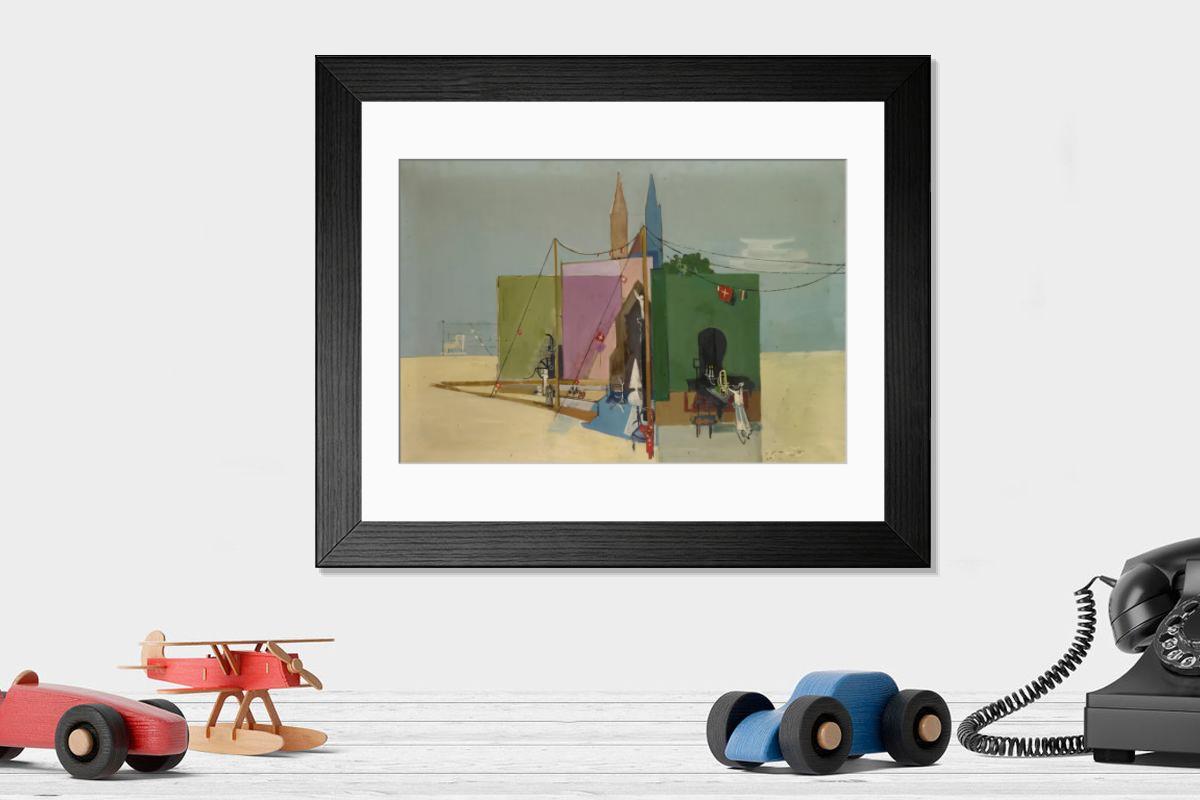 Shown hanging in a room: Modern 14"x12" (36x31cm)