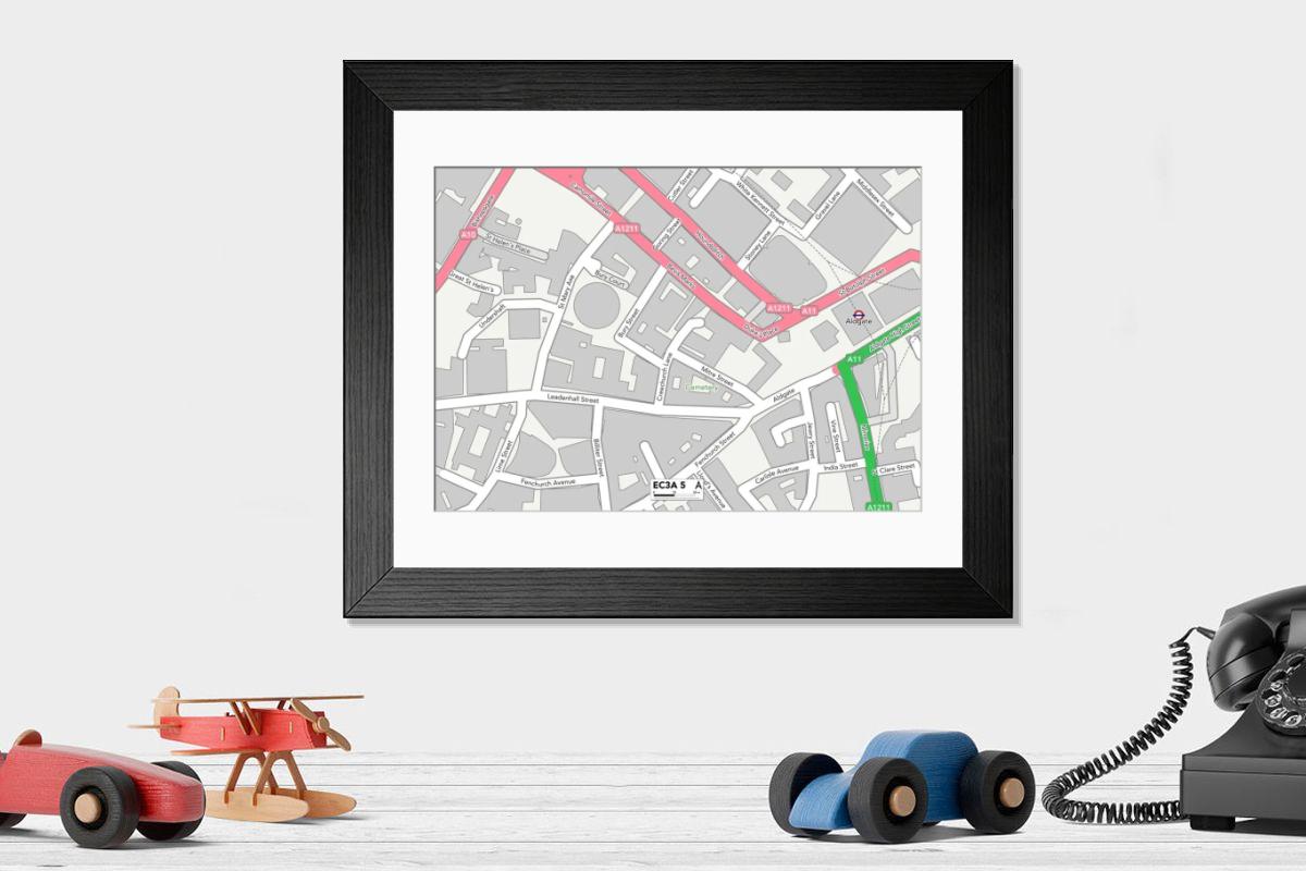 Shown hanging in a room: Modern 14"x12" (36x31cm)
