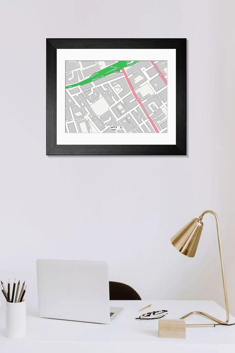 Shown hanging in a room: Modern 14"x12" (36x31cm)