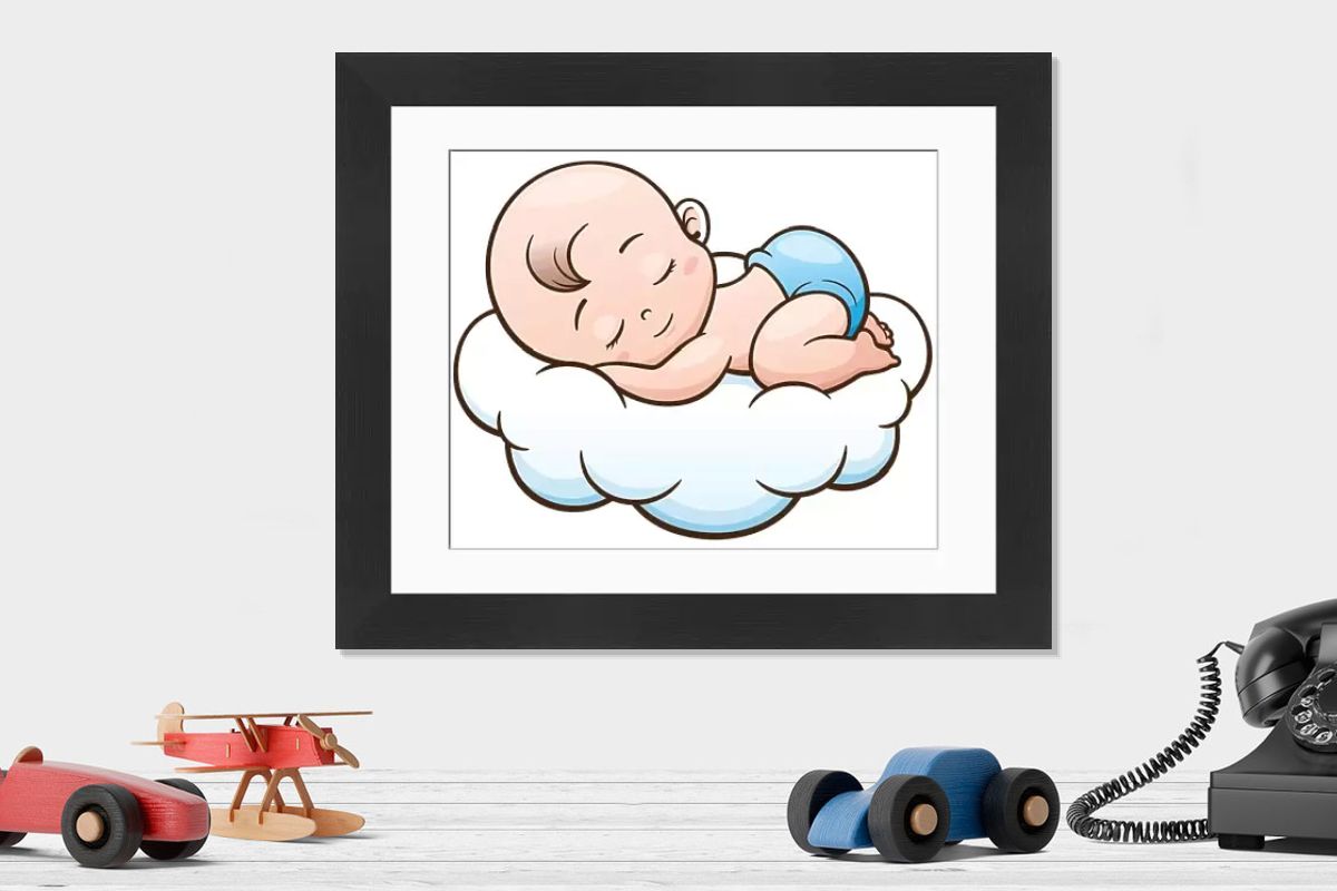 baby sleeping on bownsor (2020 原画) Baby Sleeping on a Cloud Print. Art Prints, Posters & Puzzles from