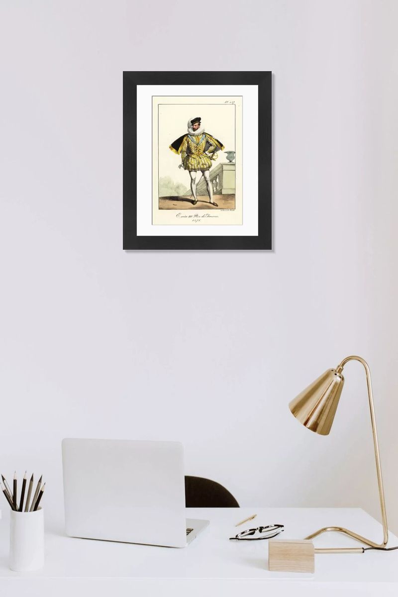 King Henry III of France, Handcoloured Lithograph Print. Art