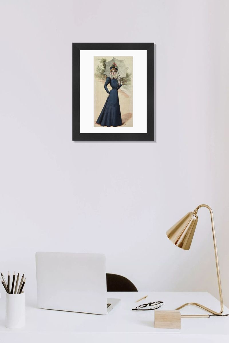 blue serge dress Blue Embellished Long Sleeve Trapeze Dress with Ruffle Hem