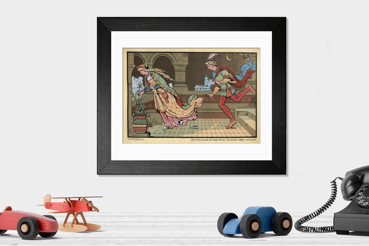 Vintage 19th Century Cinderella Glass Slipper Print. Art Prints 