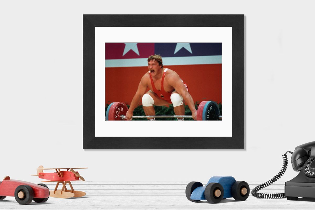 1984 アートプリント　ミッドセンチュリー　アメリカ 1984 Olympics Super Heavyweight Weightlifting Print. Art Prints
