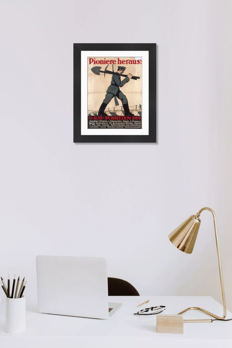 Framed Print of Lucian Zabel's 'Pioniere heraus!' German