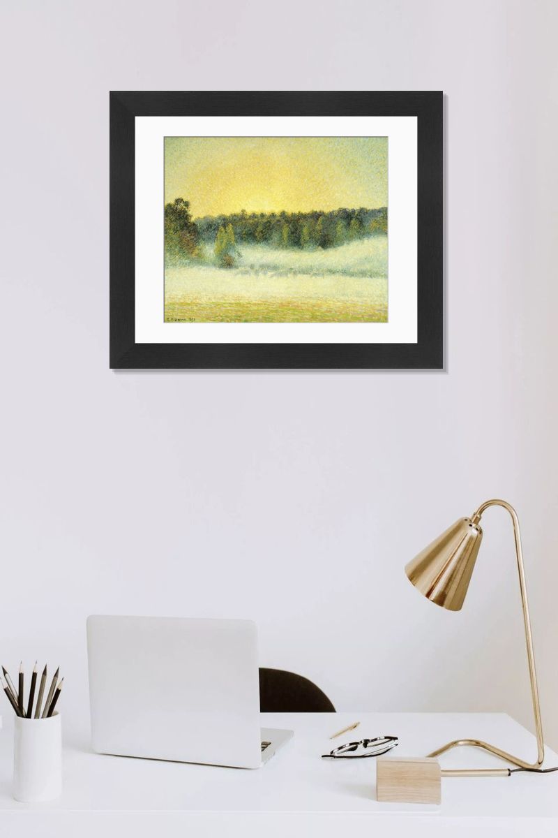 Camille Pissarro - Sunset and Fog at Eragny Print 1891. Art Prints
