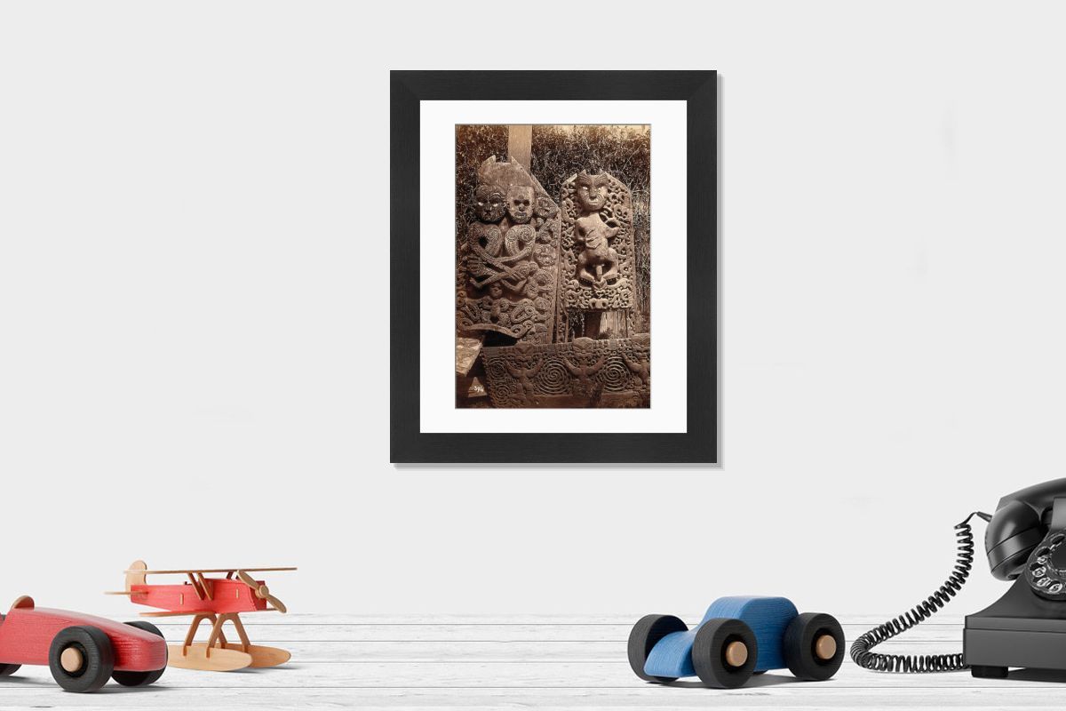 New Zealand: Maori Carvings Print, c1840s. Art Prints, Posters