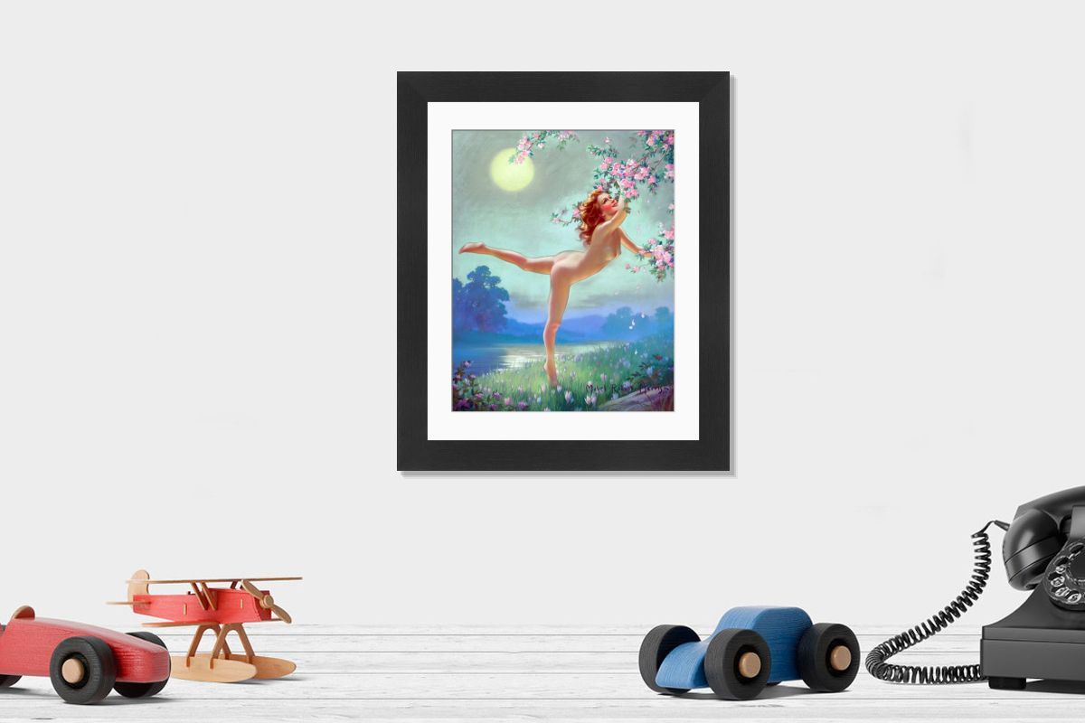 Mabel Rollins Harris Print: Nude Woman Picking Flowers. Art Prints
