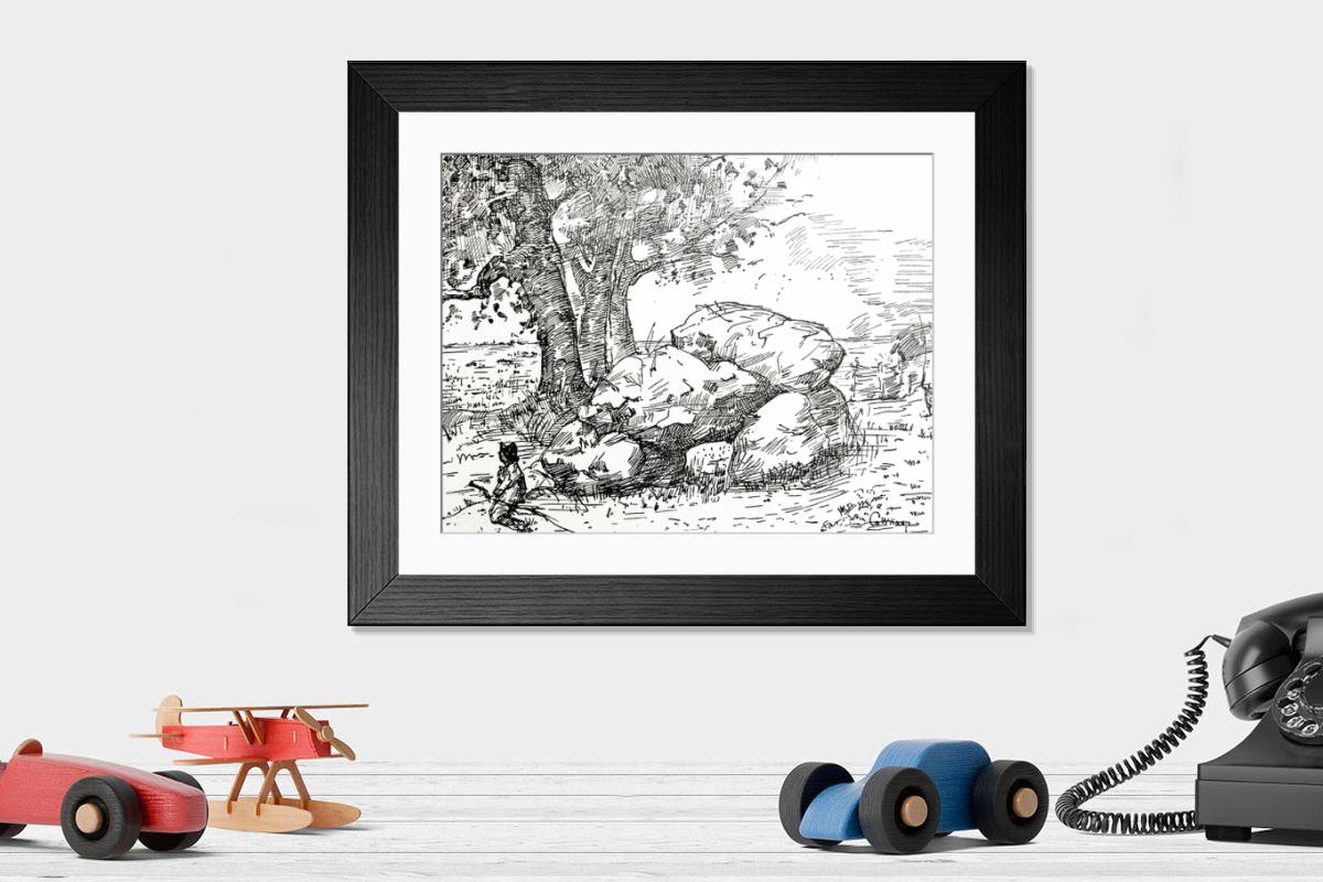 Shown hanging in a room: Modern 14"x12" (36x31cm)
