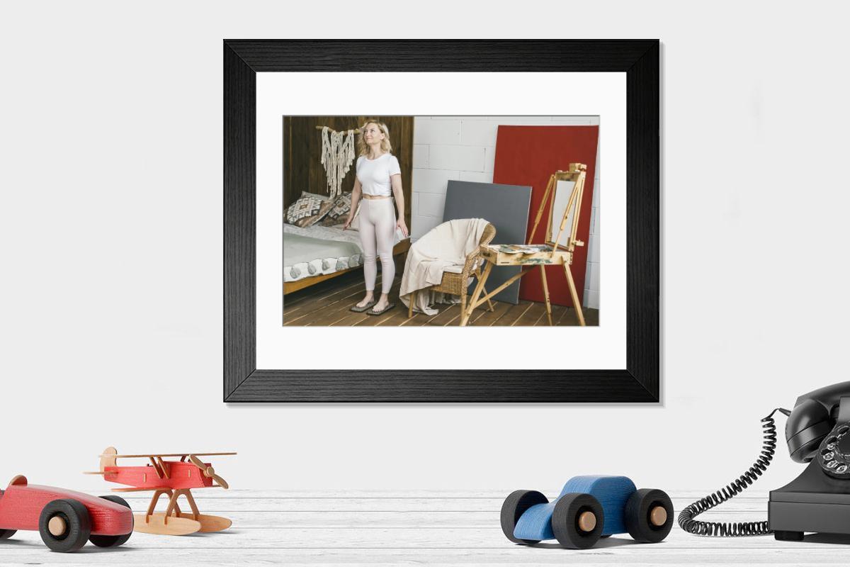 Shown hanging in a room: Modern 14"x12" (36x31cm)