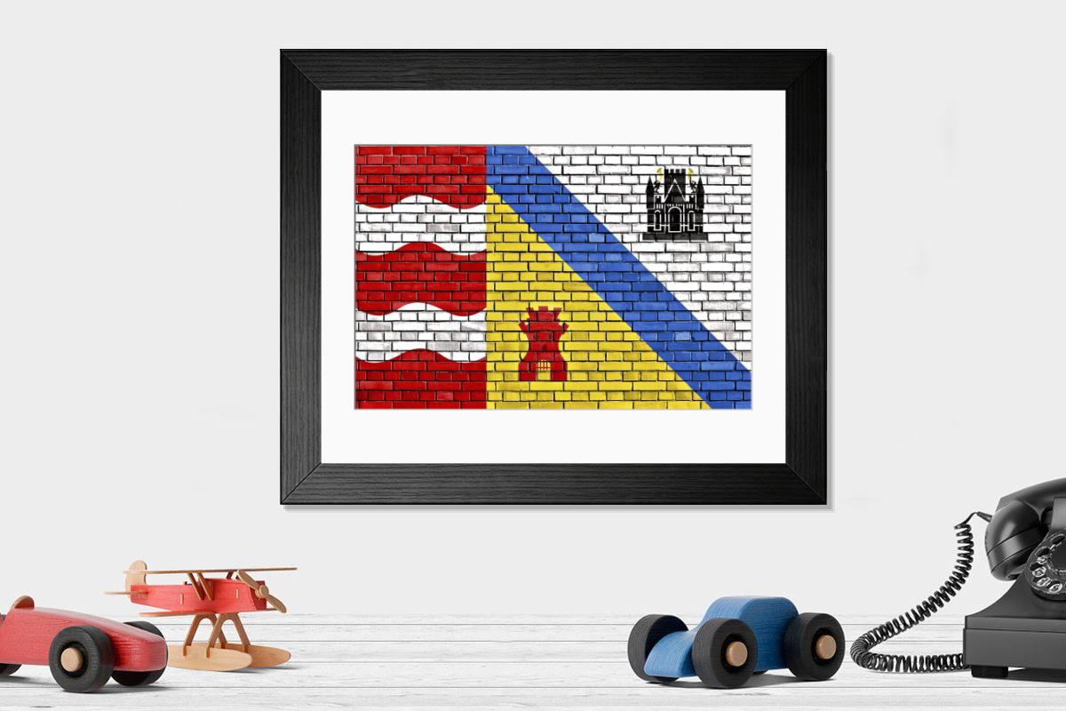Shown hanging in a room: Modern 14"x12" (36x31cm)