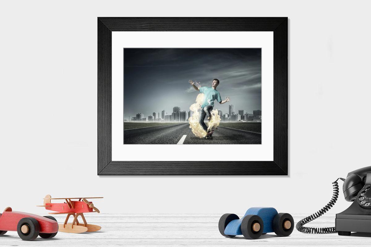 Shown hanging in a room: Modern 14"x12" (36x31cm)