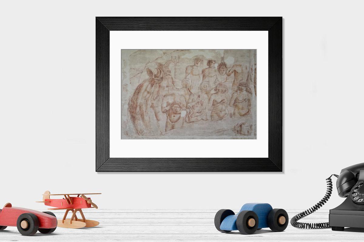 Shown hanging in a room: Modern 14"x12" (36x31cm)