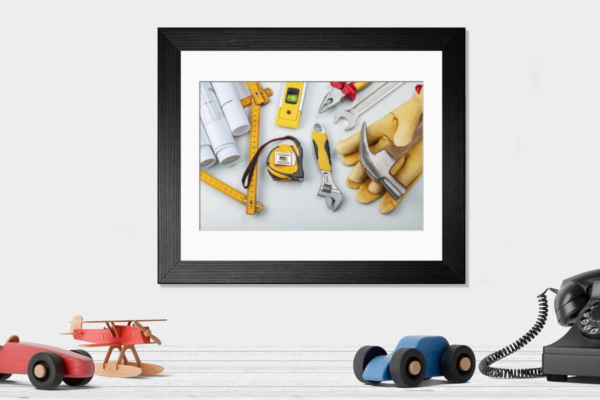 Shown hanging in a room: Modern 14"x12" (36x31cm)