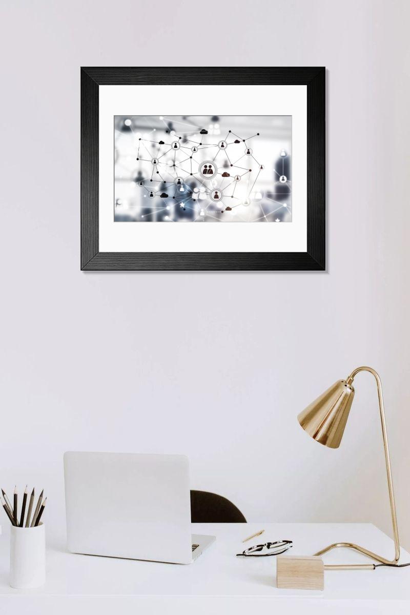 Shown hanging in a room: Modern 14"x12" (36x31cm)