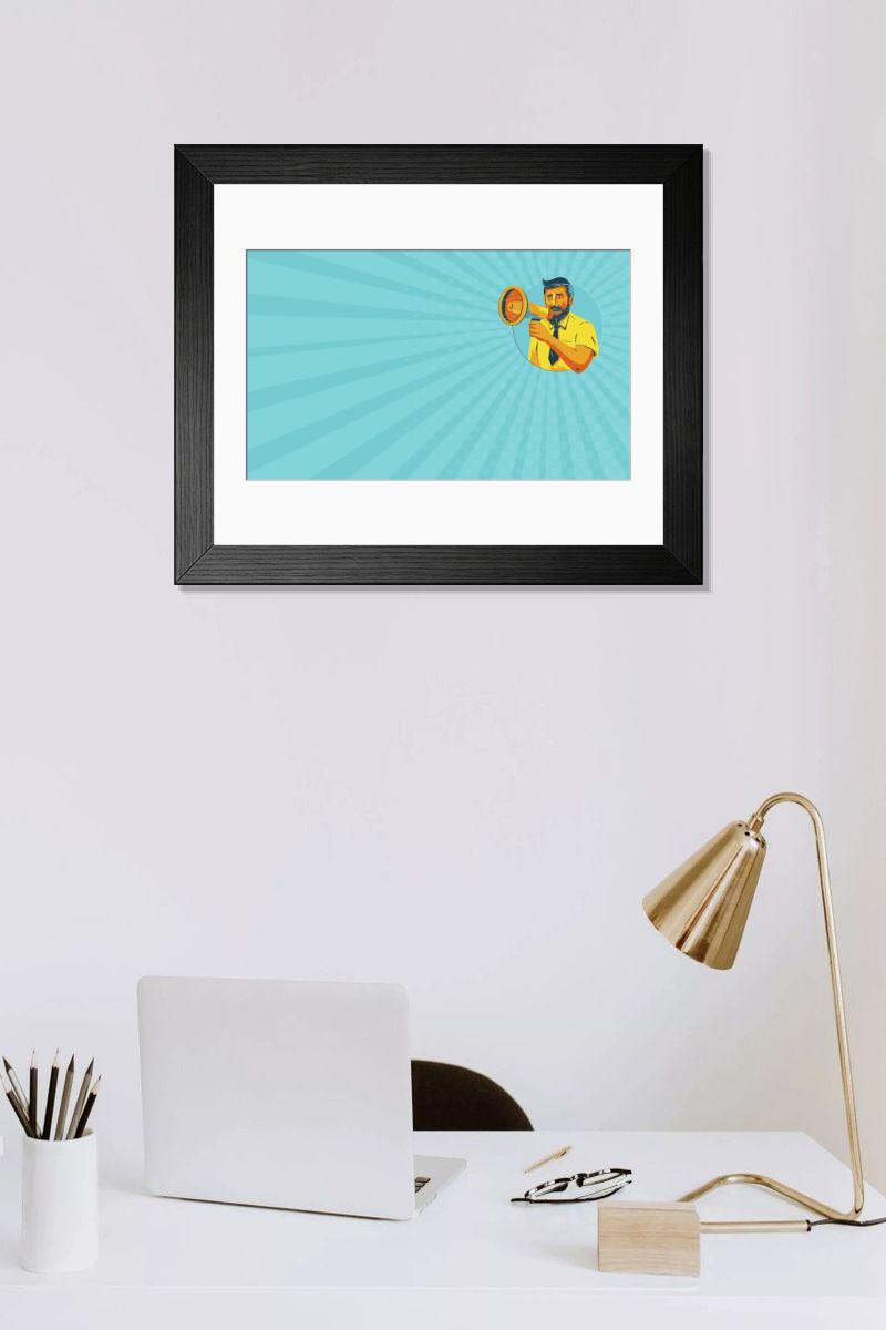 Shown hanging in a room: Modern 14"x12" (36x31cm)