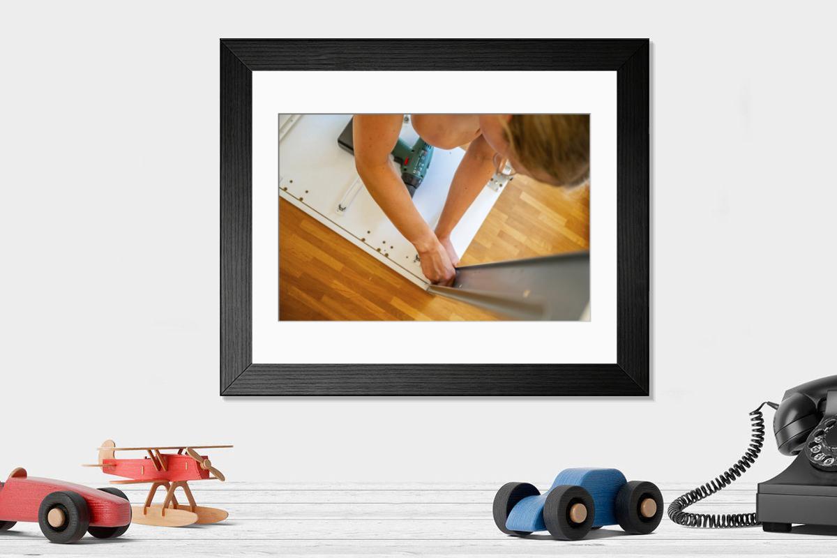 Shown hanging in a room: Modern 14"x12" (36x31cm)