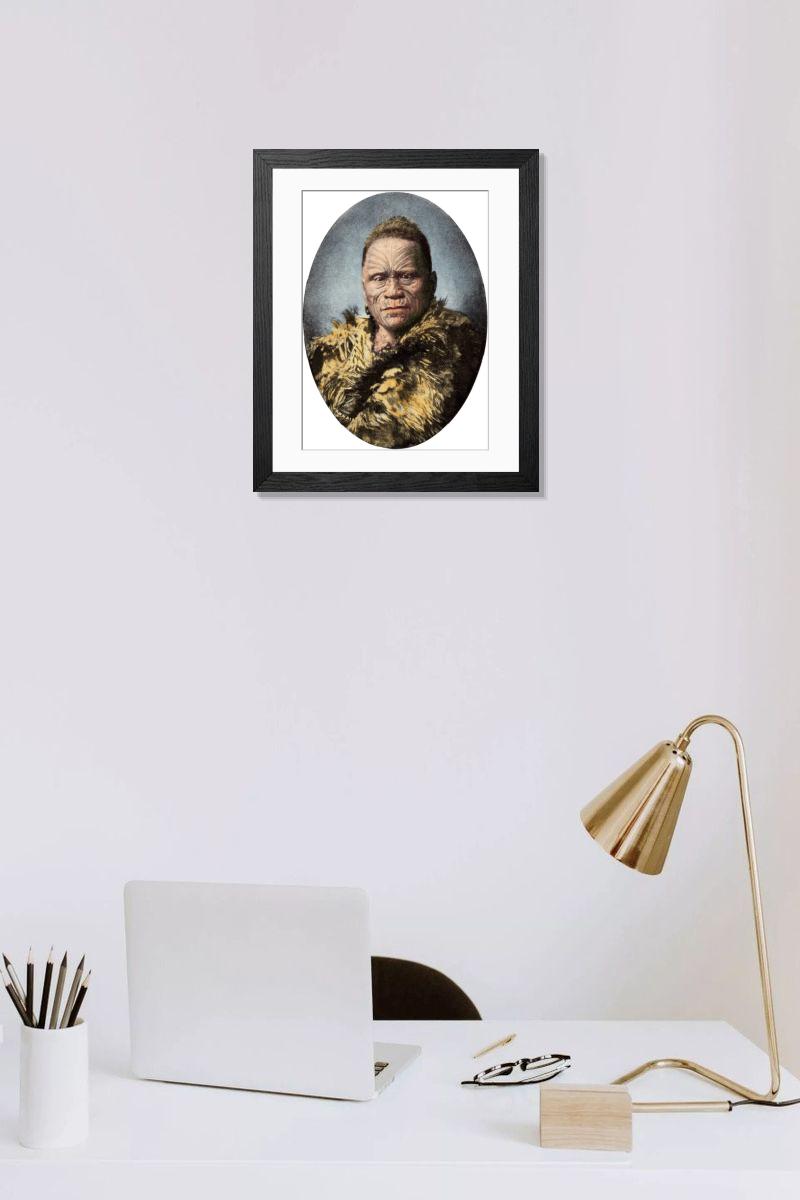 Maori leader in traditional regalia print