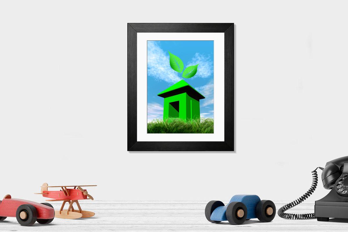 Shown hanging in a room: Modern 14"x12" (36x31cm)