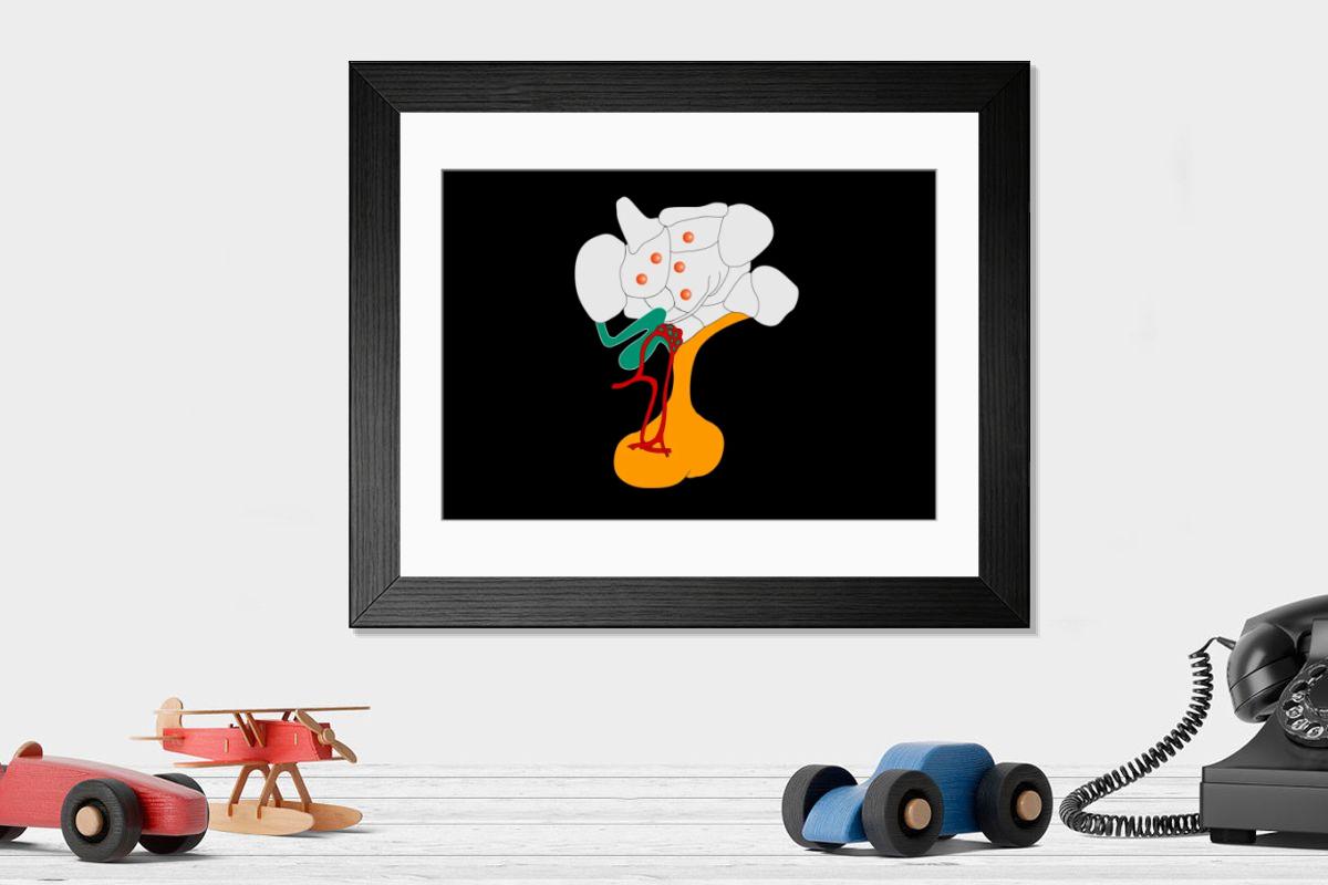 Shown hanging in a room: Modern 14"x12" (36x31cm)