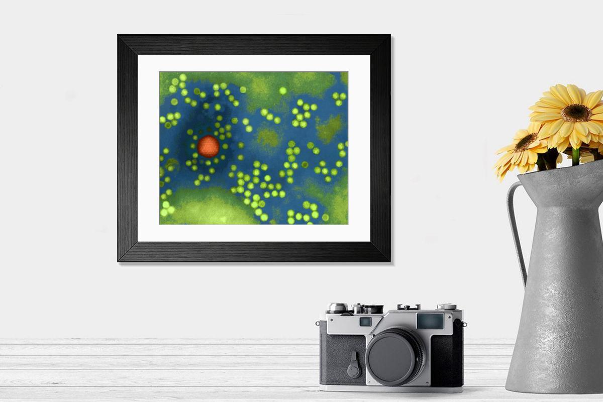 Shown hanging in a room: Modern 14"x12" (36x31cm)