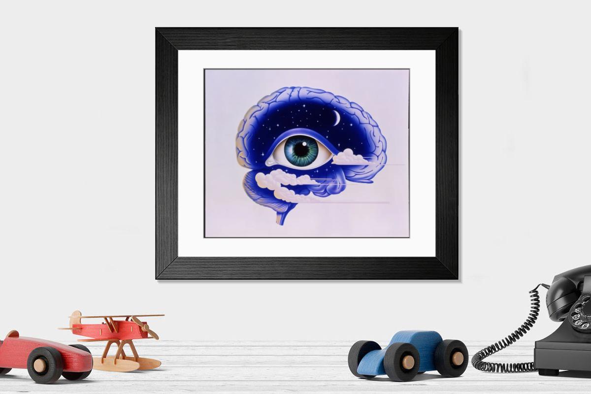 Shown hanging in a room: Modern 14"x12" (36x31cm)