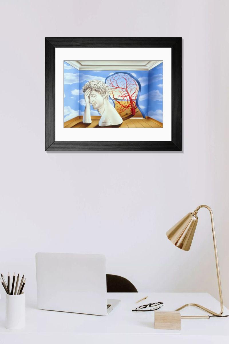 Shown hanging in a room: Modern 14"x12" (36x31cm)