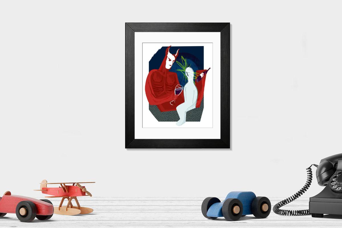 Shown hanging in a room: Modern 14"x12" (36x31cm)