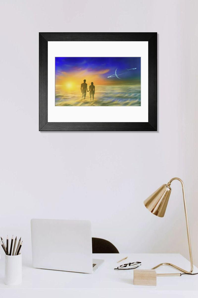 Shown hanging in a room: Modern 14"x12" (36x31cm)