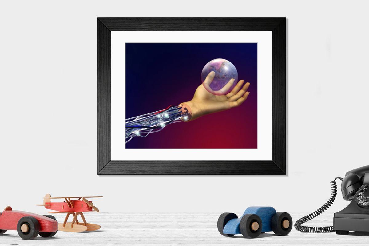 Shown hanging in a room: Modern 14"x12" (36x31cm)
