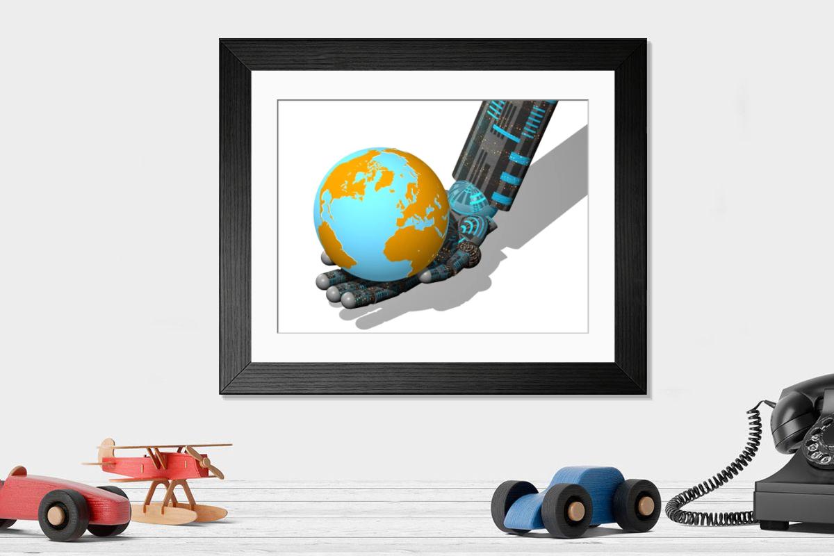 Shown hanging in a room: Modern 14"x12" (36x31cm)