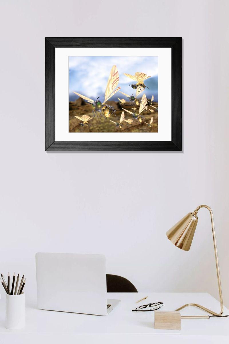 Shown hanging in a room: Modern 14"x12" (36x31cm)