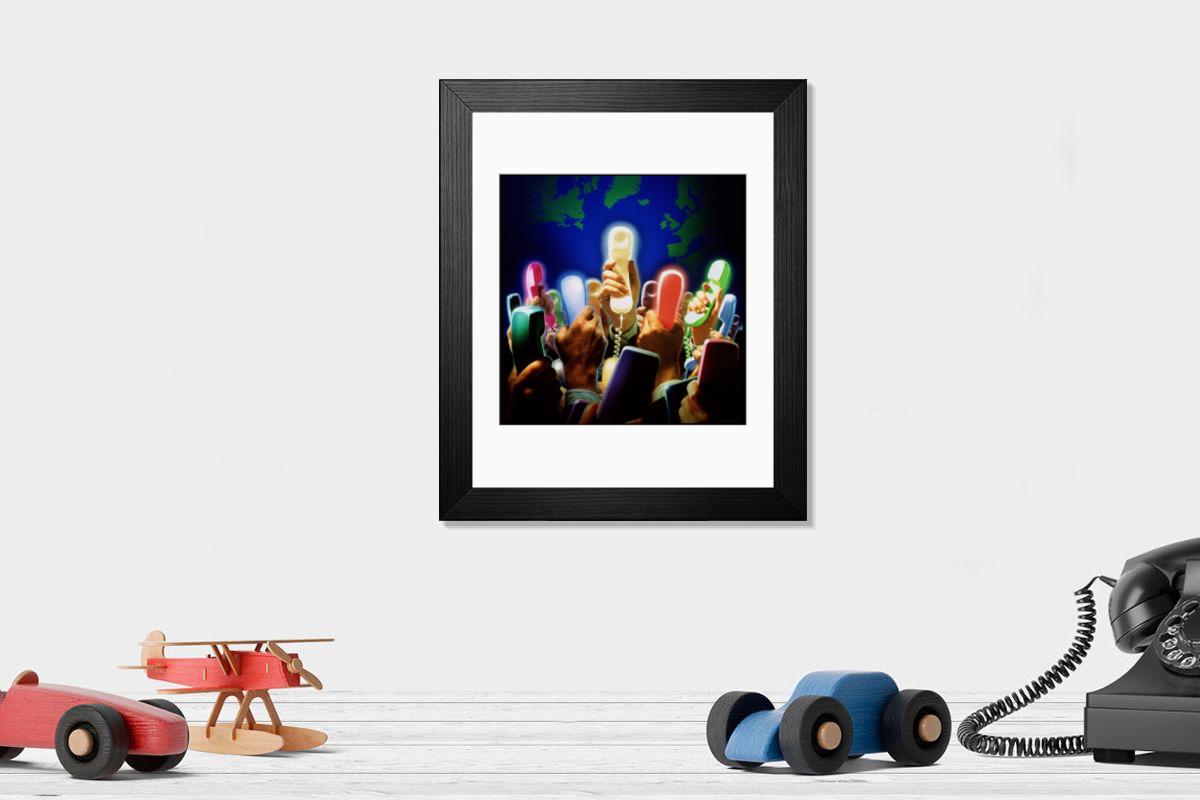 Shown hanging in a room: Modern 14"x12" (36x31cm)