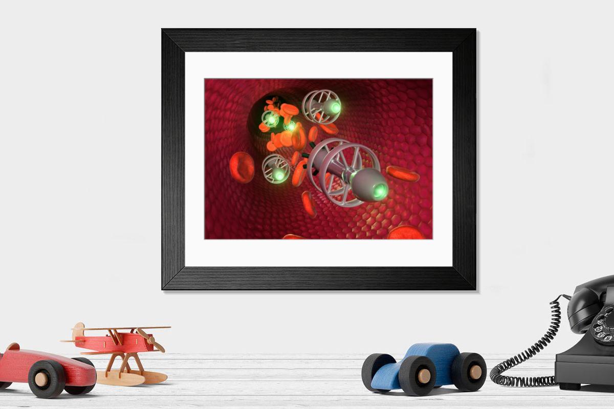 Shown hanging in a room: Modern 14"x12" (36x31cm)