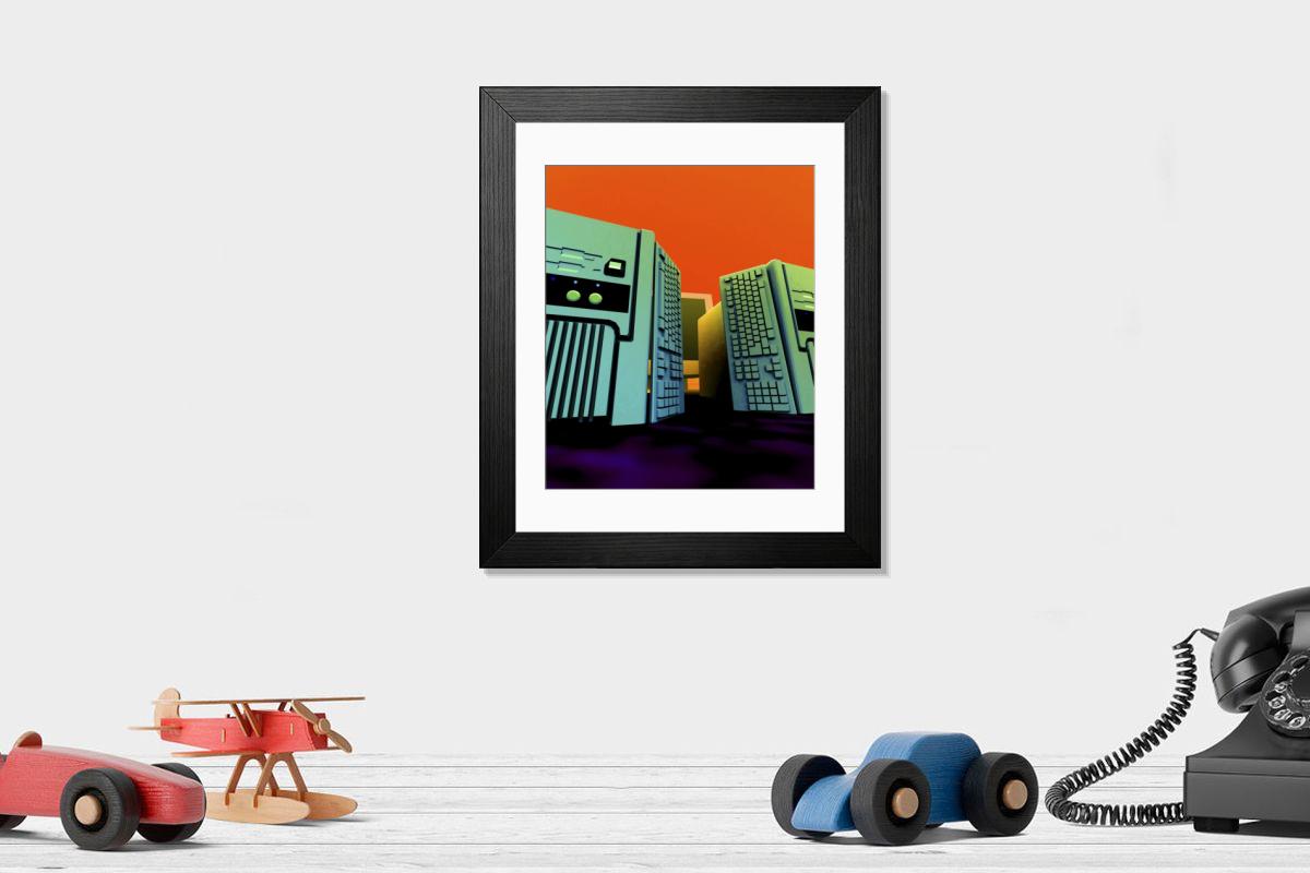 Shown hanging in a room: Modern 14"x12" (36x31cm)