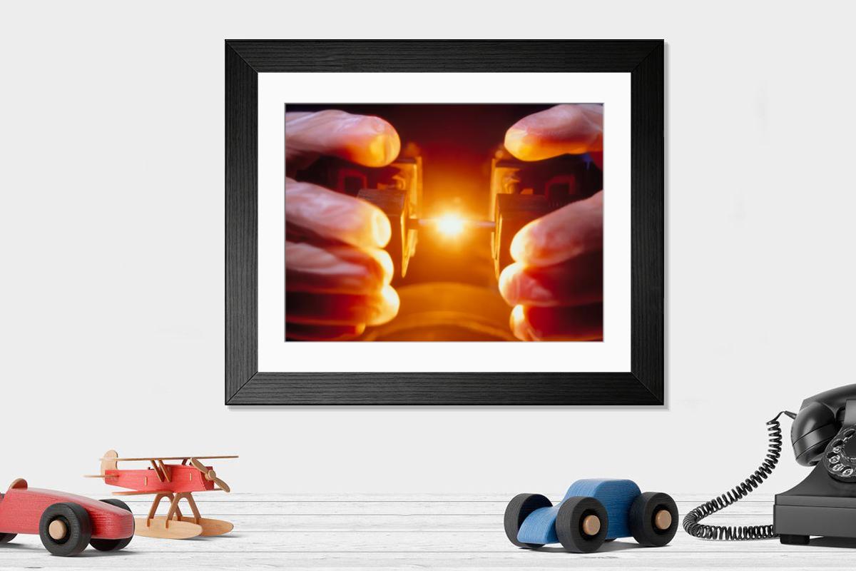 Shown hanging in a room: Modern 14"x12" (36x31cm)