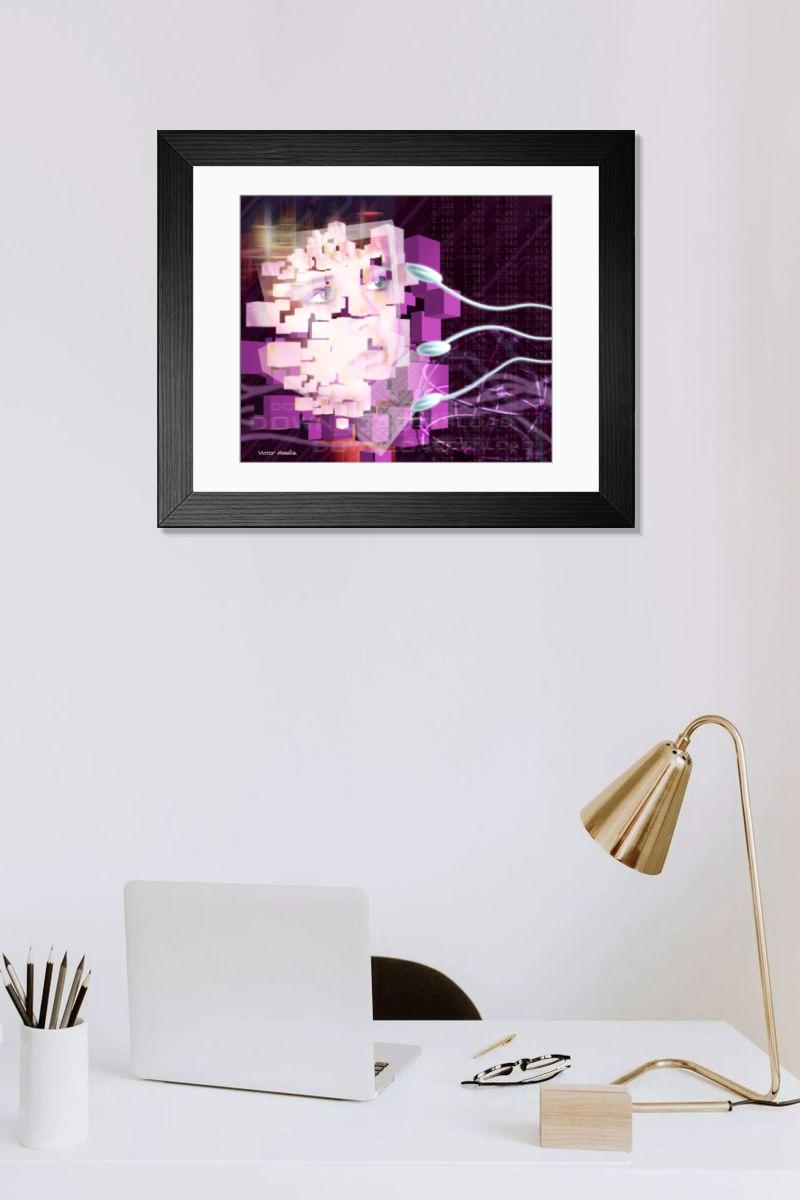 Shown hanging in a room: Modern 14"x12" (36x31cm)