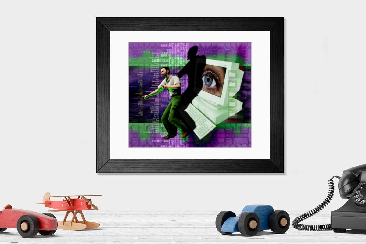 Shown hanging in a room: Modern 14"x12" (36x31cm)