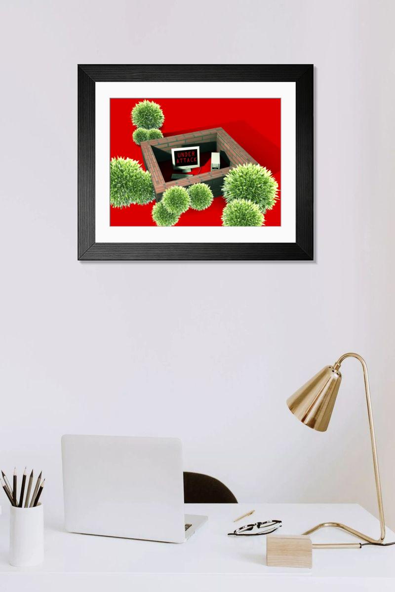 Shown hanging in a room: Modern 14"x12" (36x31cm)