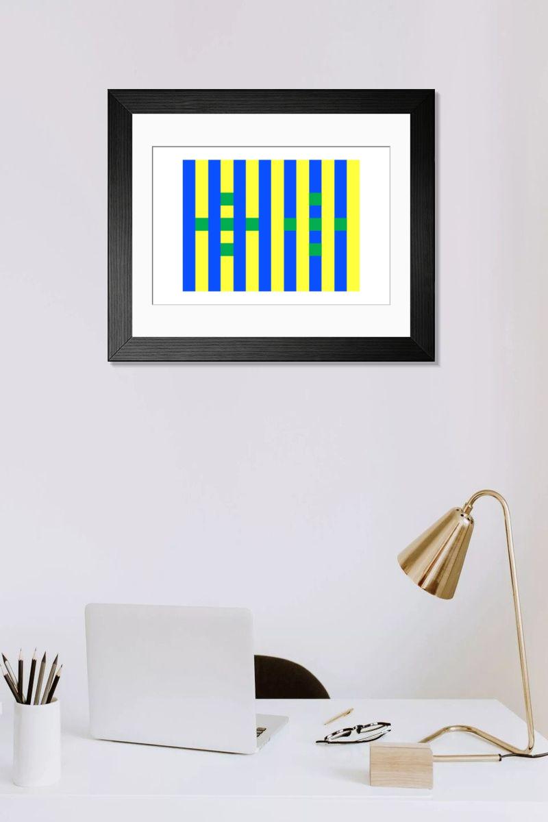 Shown hanging in a room: Modern 14"x12" (36x31cm)