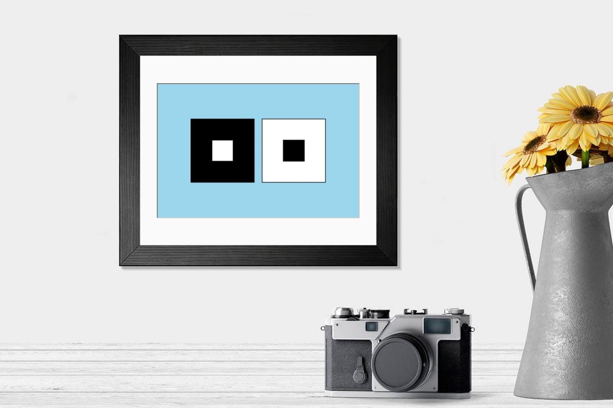 Shown hanging in a room: Modern 14"x12" (36x31cm)