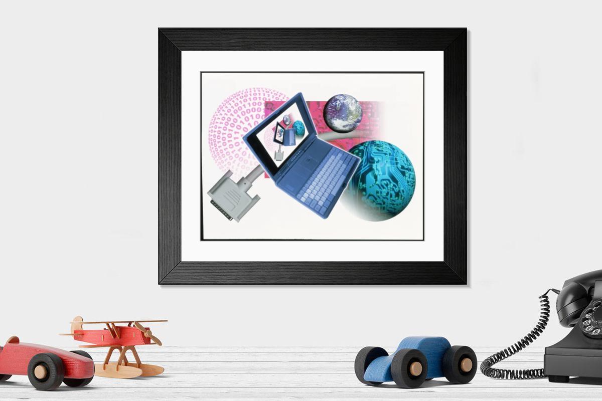 Shown hanging in a room: Modern 14"x12" (36x31cm)