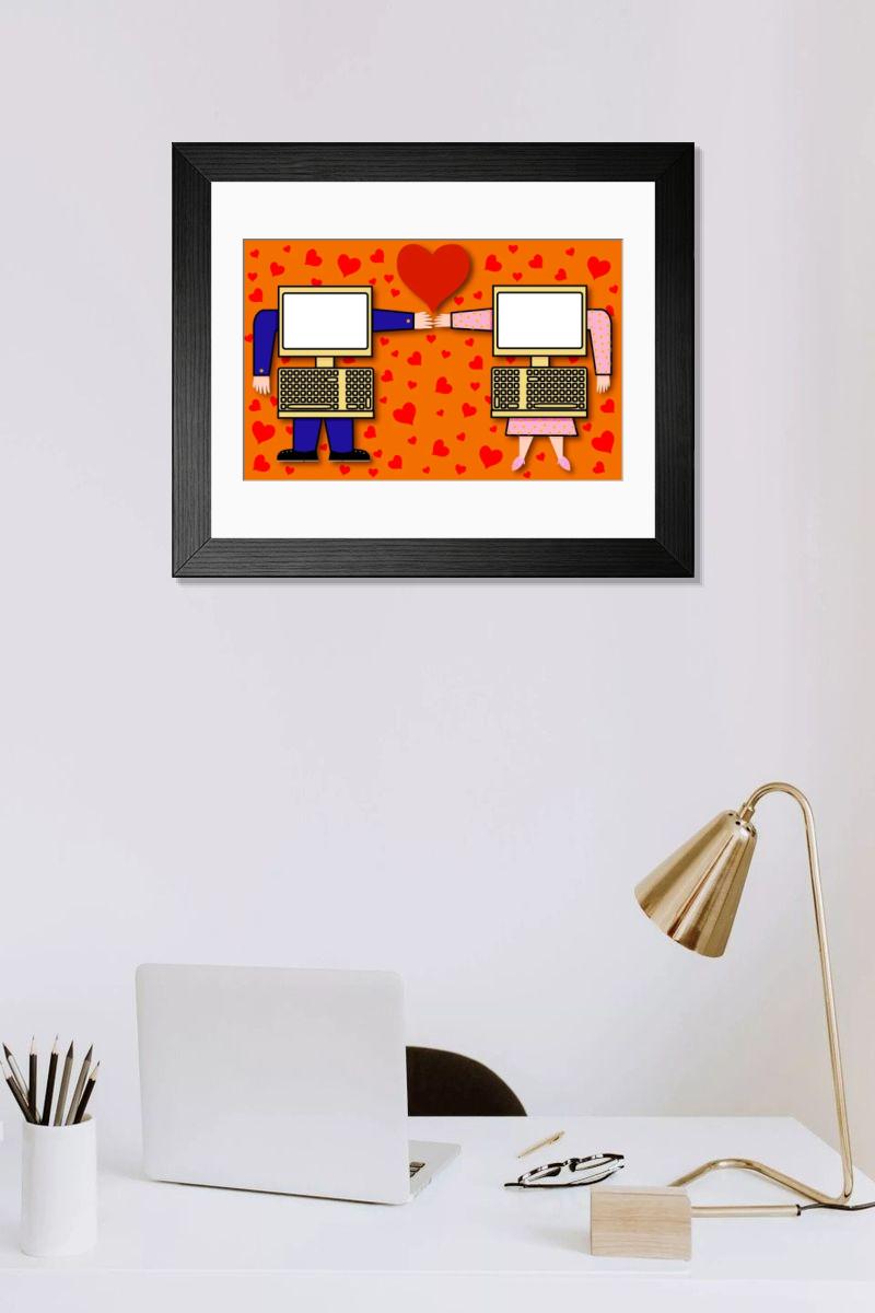 Shown hanging in a room: Modern 14"x12" (36x31cm)