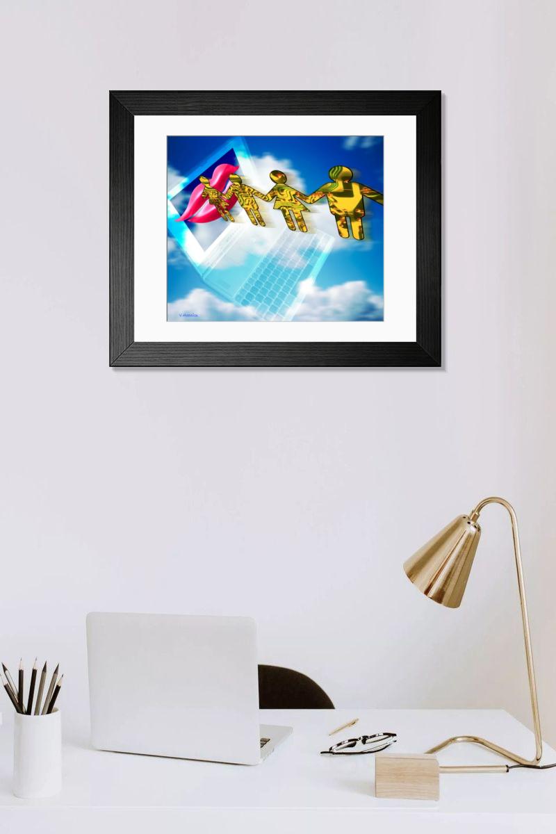 Shown hanging in a room: Modern 14"x12" (36x31cm)