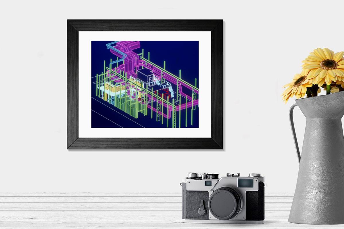 Shown hanging in a room: Modern 14"x12" (36x31cm)