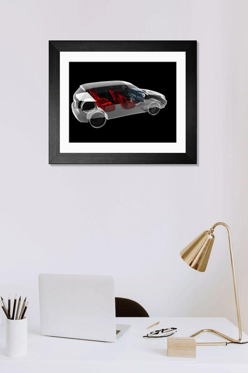 Shown hanging in a room: Modern 14"x12" (36x31cm)