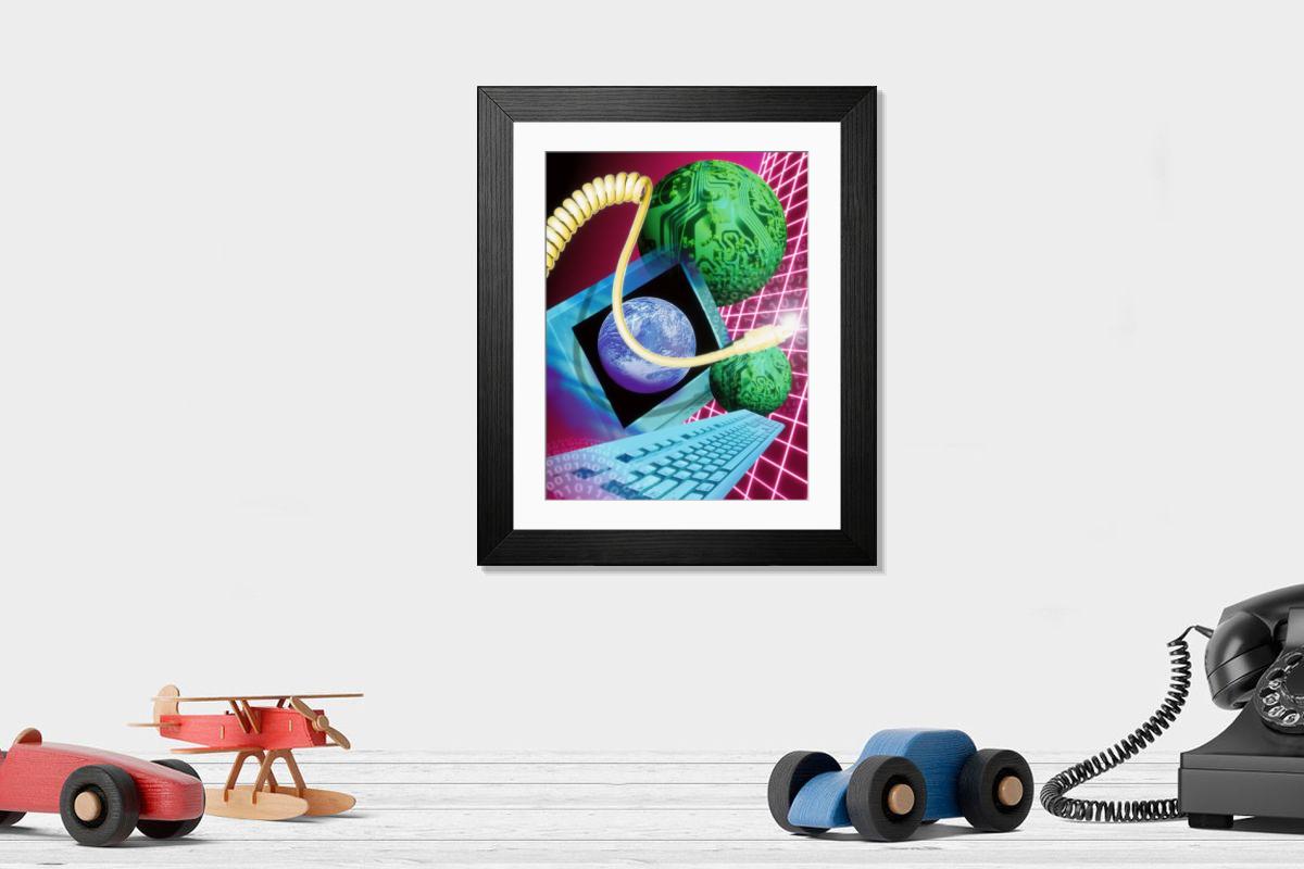 Shown hanging in a room: Modern 14"x12" (36x31cm)